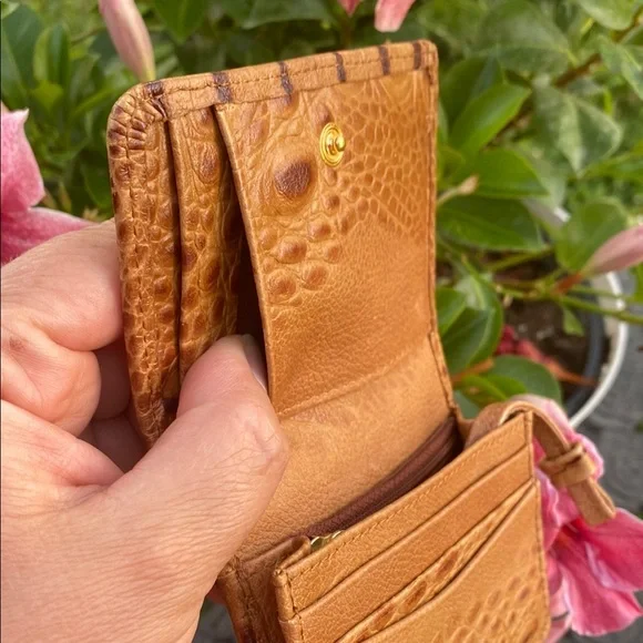 BRAHMIN MINI KEY COGNAC COLLODI MELBOURNE Genuine LEATHER BI FOLD MINI WALLET ID - Picture 12 of 12